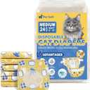 Pet Soft Disposable Cat Diapers - Diaper for Female & Male Cats, Puppy Doggie Diapers for Female Dogs with Adjustable Foam Tail Hole, Medium (24Pcs, Yellow)