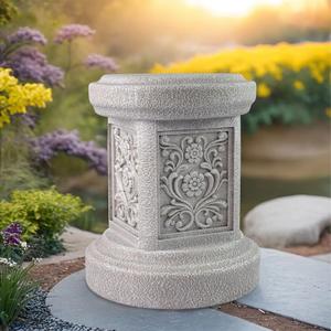 Classic Statuary Stand Outdoor Pedestal Sculpture Decor Plinth Base Riser, Garden or Home Resin Statuary Pedestal, 12.6" Tall, 7.1 Pounds, (Round)