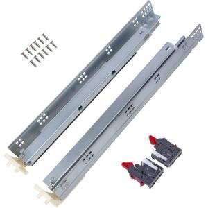 Gobrico Undermount Drawer Slides Bottom Mount Soft Close Drawer Slides 18 inch Full Extension Concealed Drawer Glides with Mounting Clips Bracksets 1Pair (2Pieces)