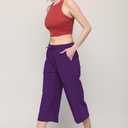 Lock and Love Womens Capri Pants Loose Yoga Pants Wide Leg Drawstring Comfy Lounge Pajama Capris Sweatpants with Pockets (Small, Wb2381_purple)