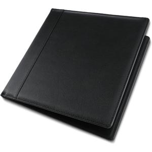 Leather Checkbook Cover 9 1/2 x 9 Inch Business Checkbook Binder 3-On-A-Page Black Executive Check Binder for Business Personal Banking
