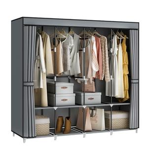 MOGELAFOO Portable Closet Wardrobe, 67-Inch Clothes Organizer with 4 Hanging Rods and 8 Shelves, Non-Woven Fabric Cover, Large Capacity Storage for Bedroom and Living Room, Grey, Size: 67"W x 18"D x 66"H