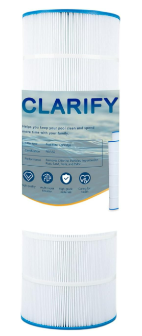 CLARIFY CL150 Pool Filter Cartridge Replaces CC150,CCRP150,Ultral-C4,PP-C4,PP-C4-M,C-9415,R173216,59054300,Filbur FC-0687,160317,160355,160352，L x OD: 31 1/8" x10 1/16",150 sq. ft.(1 Pack)