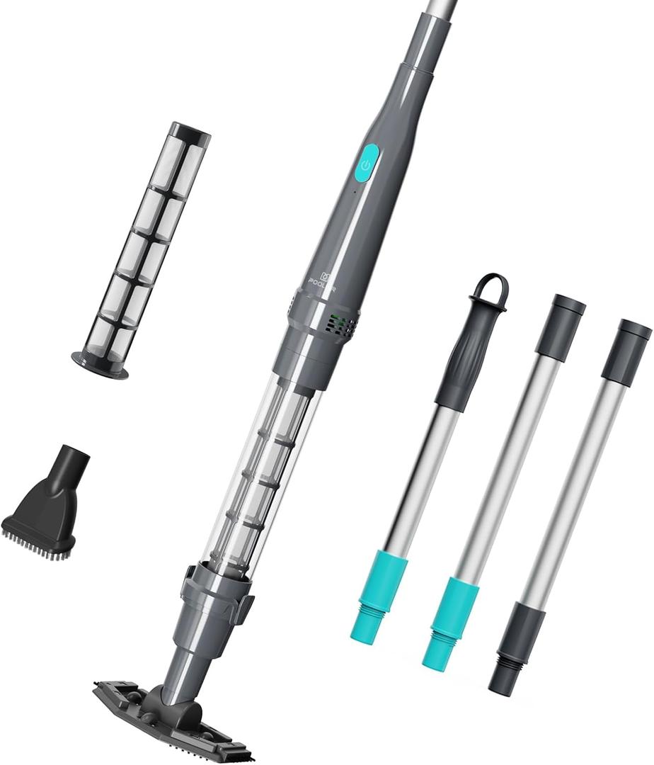 Handheld Spa Hot Tub Vacuum- Cordless Small Above Ground Pool Cleaner with 2 Brush Heads, 90 Mins Running Time, 12 Gallons/Min Powerful Suction, Ideal for Cleaning Debris and Sand Underwater, Black