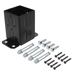 Eapele 4x4 Wood Fence Post Anchor Base, Thick Steel and Black Powder Coated, Come with Wood Screws and Concrete Anchors