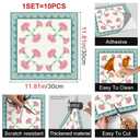 HOMETITUTE Pink Carnation Teal Peel Stick Floor Tile 12x12 Vinyl