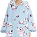 KFUBUO Wearable Blanket Hoodie for Kids Sherpa Patterns Oversized Sweatshirt Blanket With Pocket 6-10 Year Old Girl Boy Birthday Gifts Elephant