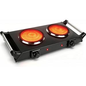 Electric Burner, Electric Hot Plate for Cooking Portable Cooking Stove, Countertop Burner Cooktop for Kitchen, Dorm, Temperature Control, Easy to Clean, Black