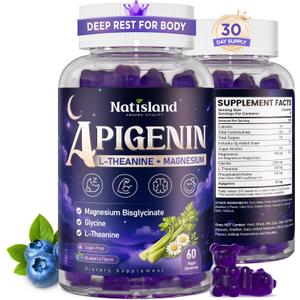 Apigenin Supplement for Sleep, 50mg, L-Theanine, Magnesium, Glycine, 60CT