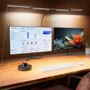 Desk Lamp Clamp Light 24W, Ultra Wide 4 Head Bars, 5 Color Modes Dimming, Multi-Screen Setup Desk Light for Office, Architect (Black, Adapter Included)