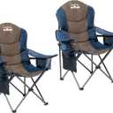 2 Pack Folding Camping Chairs Set of 2 for Adults High Back Padded Lawn Chairs Portable Outdoor Camp Chairs, 400lbs CapacityBlue & Brown, X-Large/2 PCS