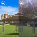 Sumfaller 10x10 FT Gazebo Replacement Canopy Top Cover Double Tiered Canopy Top Cover for Outdoor BBQ Roof Cover Grill Shelter (Dark Brown)