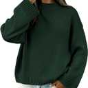 BTFBM Sweaters for Women 2026 Casual Crewneck Long Sleeve Loose Ribbed Knit Pullover Sweater Winter Clothes Fall Outfits (Small, Dark Green)