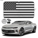 Autoamerics 1-Piece Windshield Sun Shade B&W Art American Flag USA Design - Foldable Car Front Window Sunshade for Most Sedans SUV Truck - Blocks Max UV Rays and Keeps Your Vehicle Cool - Medium