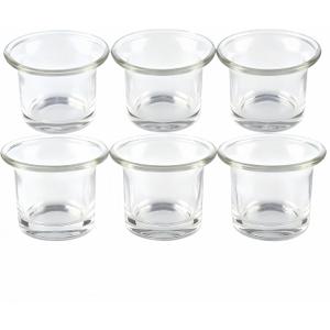 6 Pcs Clear Chunky Glass Lip Votive Candle Holders Tealight Votive Cups for Wedding Proposal, Spa Aromatherapy, Meditation, Table Decorations Clear Cups
