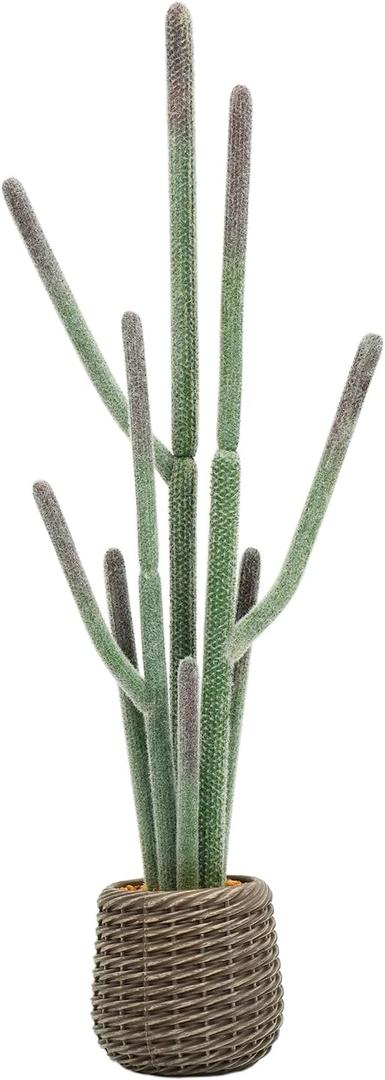 44” Artificial Cactus Plant with Brown Decorative Planter, Realistic Faux Cactus Plants Indoor, Tropical Artificial Cacti Floor Plant for Table Living Room Office Porch Home & Outdoor Decor
