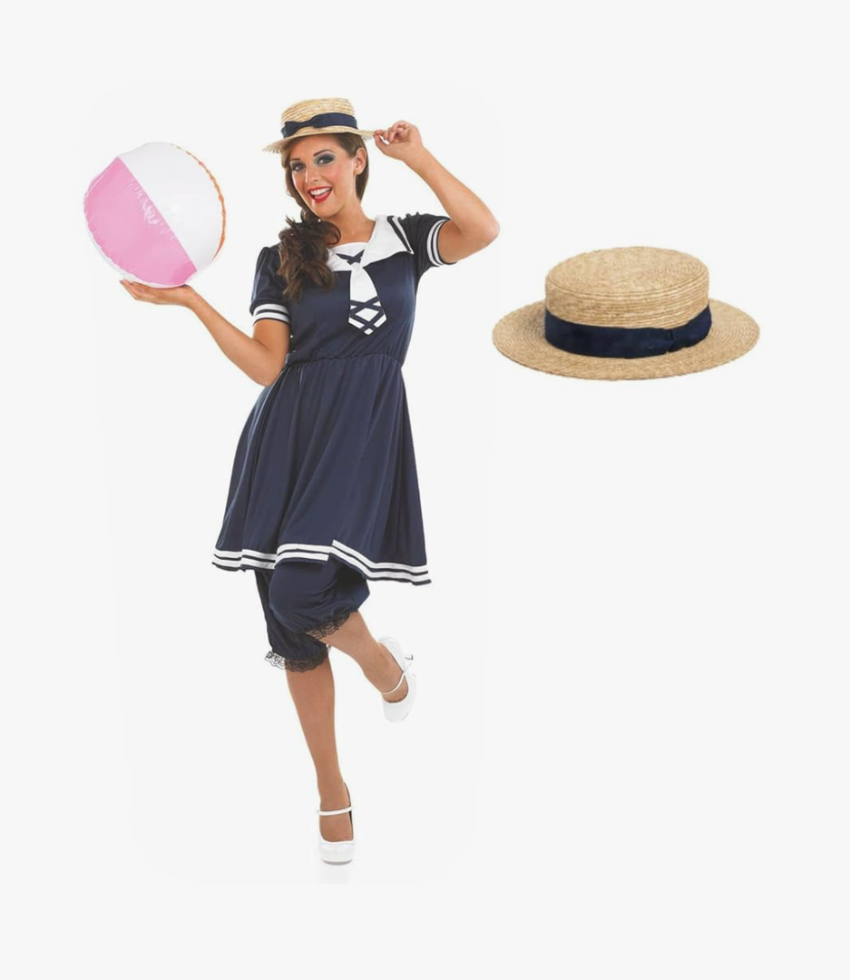fun shack Victorian Dress Old Time Bathing Suit Women, Victorian Costume Women, Women's Fancy Dress Costume Size L