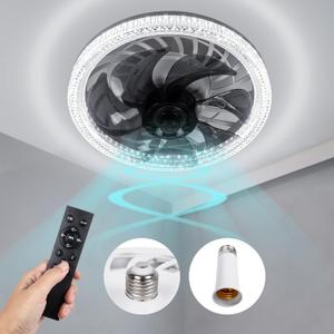 Socket Ceiling Fan Light,Bulb Socket Fan with Remote,Dimmable E26 Base Ceiling Fans with Lights for Bedroom,Screw in Fan and Light Combo,Mini Small Ceiling Fan with Light,Recessed Light Fan Lamp (White)