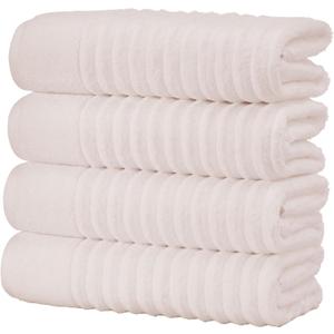 Great Bay Home Blush Bath Towels - Luxury 100% Cotton 4 Pack 54x27 Bath Towel Set - Absorbent & Quick-Dry Towels for Bathroom - Zero-Twist, Combed Cotton (Blush)