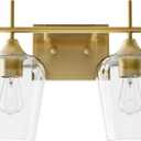 VONLUCE Bathroom Vanity Light, 2-Light Bathroom Light Fixture Over Mirror, Vanity Light Fixtures with Clear Glass, Modern Wall Sconce for Bathroom Bedroom Hallway Kitchen, Brushed Gold