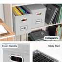 Oterri File Organizer with Lid, Hanging Filing Box with Mesh Pocket, Document Organizer for Letter Files, Portable Storage Box with Smooth Sliding Rail for Office & Home (1 PCS, Light Grey)