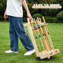 Hiboom 6 Player Croquet Set for Adults & Family with Rolling Wooden Stand, 28" Rubber Wood Mallets with Colorful Resin Balls, Vintage Outdoor Lawn Game Kit for Friends Backyard Park Party Supplies
