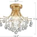 Bestier Modern Gold Crystal Semi-Flush Mount Chandelier Lighting Ceiling Light Fixture Lamp for Diningroom Bathroom Bedroom Livingroom 3 E12 Bulbs Required D13.5 inch X H11.6 inch