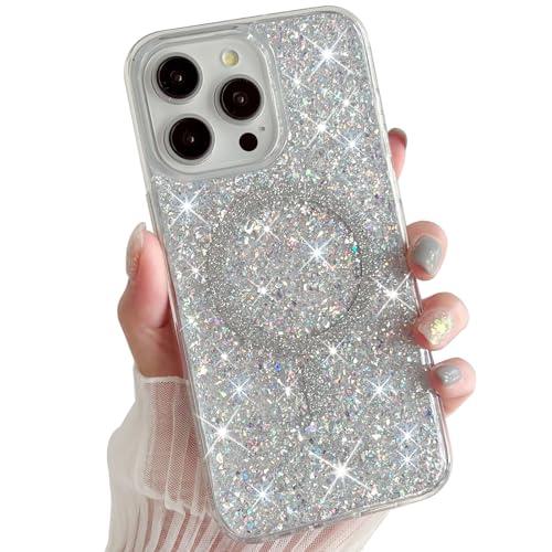 Sparkly for iPhone 16 Pro Max Case Glitter Compatible with MagSafe Shockproof Bling Phone Cover for Girls Speck iPhone 16 Pro Max Case Magnetic 6.9" (Twinkle Stardust, for iPhone 16 Pro Max 6.9")