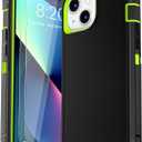 for iPhone 13 Case (6.1"), with 2 Tempered Glass Screen Protector [Heavy Duty Military-Grade Full Body Drop Protection] Shockproof Tough Durable 6.1 InchBlackgreen