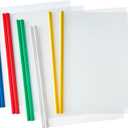 JOERSH 40 Pcs Clear Report Covers with Sliding Bar, Plastic Binder Paper Protector, Report Folders with Clear Cover for Resume Portfolio Presentation File Documents, 5 Colors (Blue, Red, Yellow, Green, White)