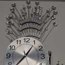 Wall Clocks for Living Room Decor Modern Silent Wall Clock Battery Operated Non-Ticking for Bedroom Kitchen Office Home Decoration 24 Inch Silver Drop Crystal Wall Watch Clock for Indoor