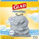 Glad Tall Kitchen Drawstring Bags - Odor shield 13 Gallon White Bag, Febreze Fresh Clean, 140 Count