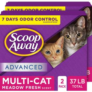 Scoop Away Advanced Multi-Cat Clumping Cat Litter, Meadow Fresh Scent, Pack of 2, 18.5 Pounds