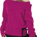 Mokayee Womens Off The Shoulder Asymmetrical Pullover Dressy Casual Sexy Trendy Sweaters, Small