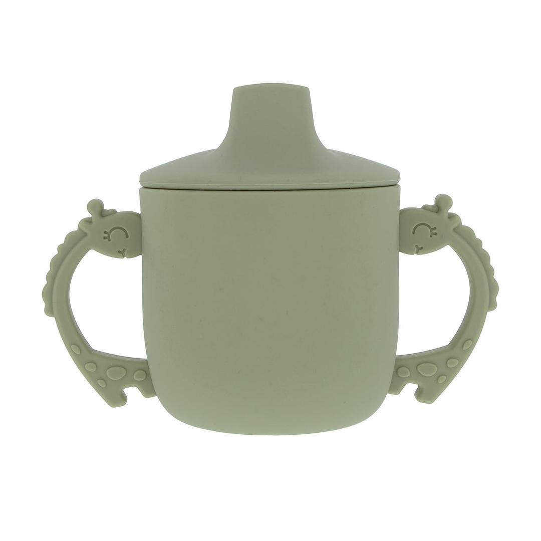 Nuby Animal Friends Silicone Sippy Cup - Toddler Cup with Two Handles - 6+ Months - Green Giraffe