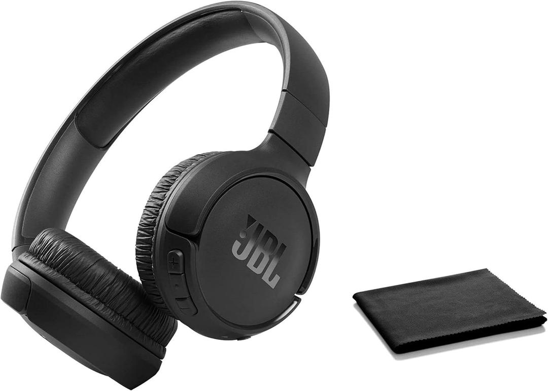JBL Tune 510BT: Wireless Bluetooth On-Ear Headphones with Purebass Sound - with Cleaning Cloth - Black (Standard)