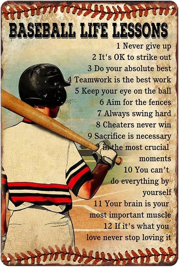 Baseball Decor For Boys Room Baseball Wall Art Baseball Stuff For Boys 8-12 Posters For Boy Bedroom Baseball Metal Sign 8x12 Inch