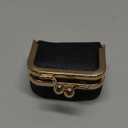 Mini Jewelry Box, Portable Vintage-Inspired Genuine Leather Coin Purse Jewelry Case with Kiss Lock, Mini Travel Ring Box for Women for Earring/Ring/Necklace/Bracelet(Black)