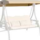 Outdoor Swing Canopy Replacement Cover, 3 Seat Swing Cover UV-Resistant for 3-Seat Porch Swing (Khaki, 76.8x47.2x9.1in)