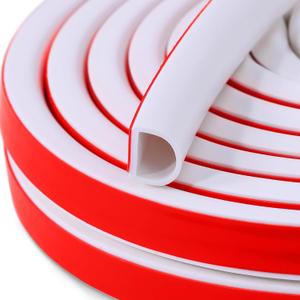 New UpgradeSilicone Door Weather Stripping Door Seal Strip, 19.7 Feet Self-Adhesive D-Shape Door Insulation Strip for Door Frame& Window Seal Large Gaps, Easy to Cut & Install (White)