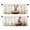 5 x AWJJPO Easter Egg Bunny Curtain Valance for Windows 2 Pack Floral Flower Basket Rod Pocket Printed Curtain Valances Short Tier Curtains for Kitchen Living Room Bathroom Bedroom 54 x 18 Inch