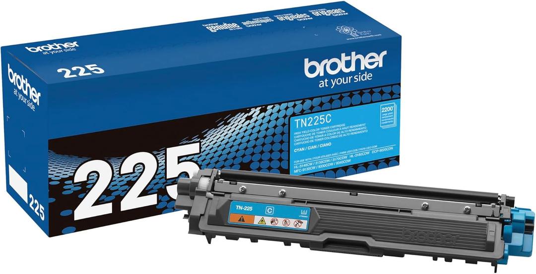 Brother Genuine High Yield Toner Cartridge, TN225C, Replacement Cyan Toner, Page Yield Up to 2,200 Pages, Amazon Dash Replenishment Cartridge, TN225