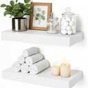 Floating Shelves for Wall White Shelves Bathroom, Bedroom and Living Room, Wall Shelves & Book Shelf, Hanging Shelf, Modern Wooden Wall-Mounted Small Floating Shelf, 12x7x1.5 in, Set of 2