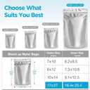 20 Pcs 5 Gallon Mylar Bags With Oxygen Absorbers - 11 Mil Thick - With Sticker Labels and Closure Clip - Smell Proof, Zipper Closure Heat Resealable Large Mylar Bags For Food Storage, 17x27