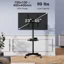 PERLESMITH Rolling TV Stand on Wheels for 23-65 Inch TVs,Tilt Mobile TV Cart Holds up to 99 lbs with Adjustable Height Shelf, Outdoor TV Stand for Bedroom Max VESA 400x400mm PSTVMC04