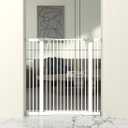 41" Extra Tall Baby Gate for Doorway, 29.6-40.5'' Metal Pet Baby Safe Gate, Extra Wide Pressure Mounted Child Door with Expansion Kit, No Drilling Cat Fence Indoor, No Climb Cat Proof Gate, White