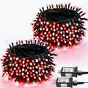 2-Pack 66FT 200 LED Christmas Lights, 13 Modes Extendable Christmas Tree Lights with Timer & Memory, Waterproof Twinkle Fairy Lights Green Wire Outdoor String Lights Indoor for Xmas Tree (Red White)