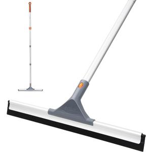 Eazer Floor Squeegee Broom: Heavy Duty Scrubber with Extendable 60'' Aluminum Pole and Rubber Blade for Kitchen, Swimming Pool, Concrete Floors,Shower,Tiles,Garages,Windows,Glass,Pet Hair Removal