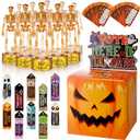 73 Pcs Halloween Party Supplies Set Halloween Costume Contest Ballot Box Voting Ballots Skeleton Trophy Award Ribbons Gold Stickers for Home Office Vote Party Game(Pumpkin)