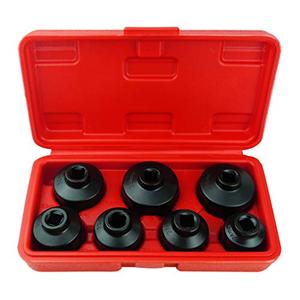 7-Piece Oil Filter Socket Set Includes 24mm,27mm,29mm,30mm,32mm,36mm,38mm. Cap Wrench Tool Kit Compatible with Mercedes Benz, VW, BMW and so on